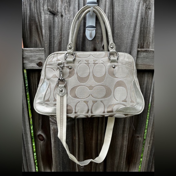 Coach Metallic Sateen Poppy Pushlock Satchel Crossbody - Picture 9 of 12